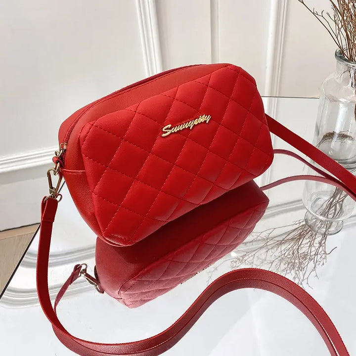 Women's Quilted PU Leather Crossbody Bag