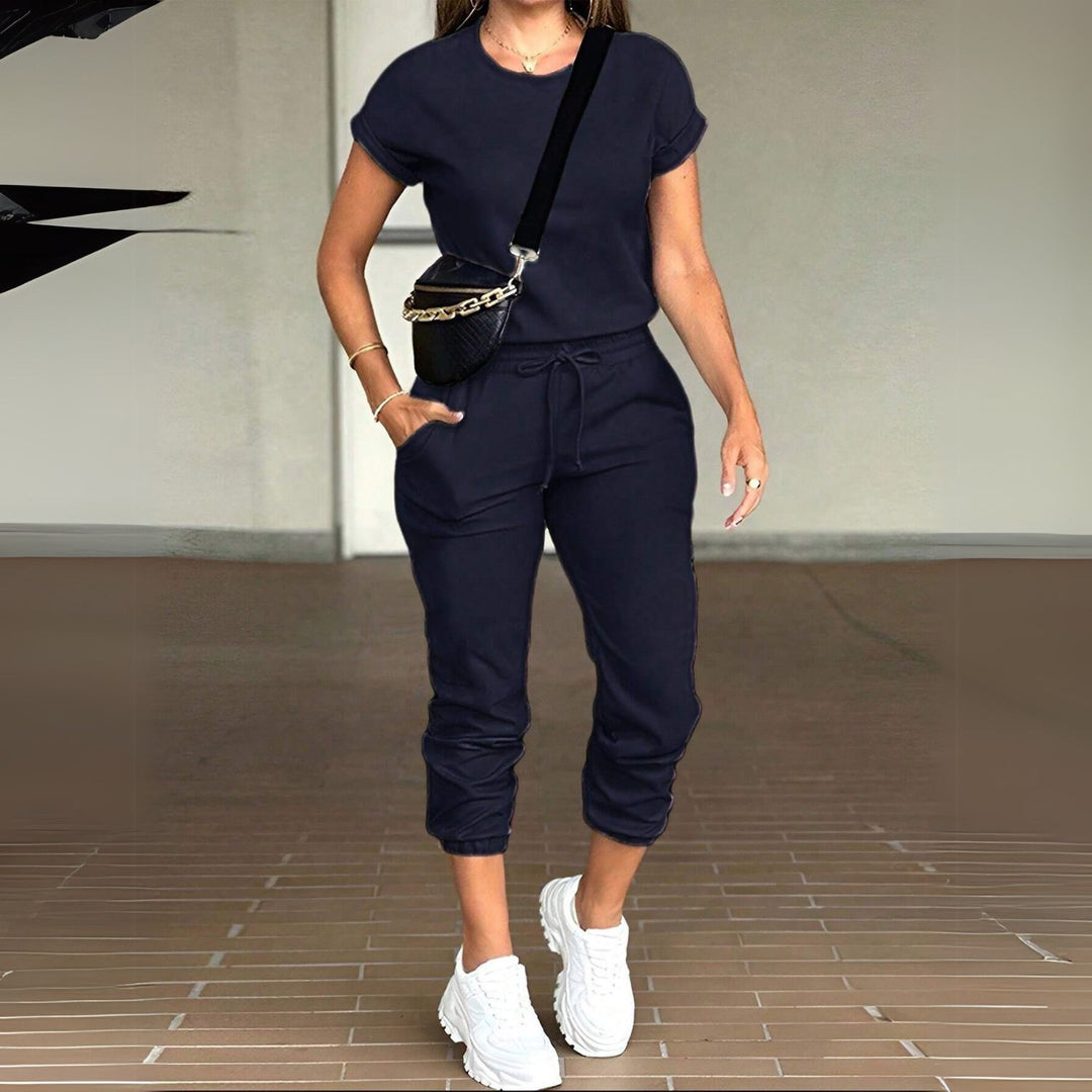 Women's Sleeve Top & Drawstring Cropped Trouser Set