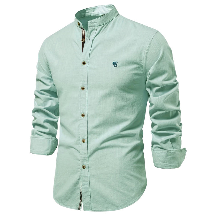Men's Stand Collar Cotton Shirt