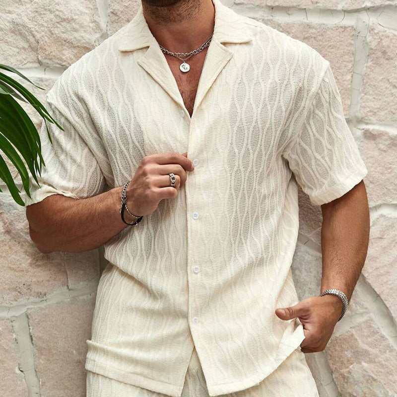 NuMode | Men's Textured Knit Shirt & Shorts Set