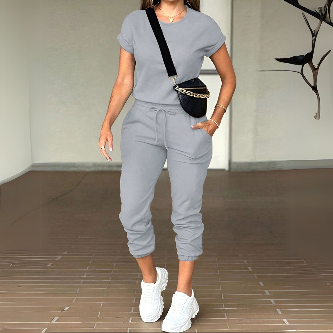Women's Sleeve Top & Drawstring Cropped Trouser Set