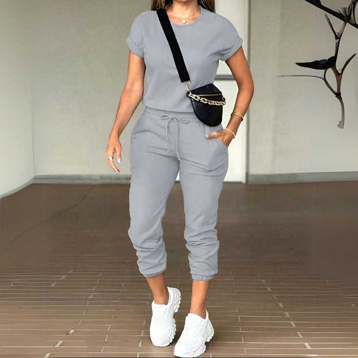 Women's Sleeve Top & Drawstring Cropped Trouser Set