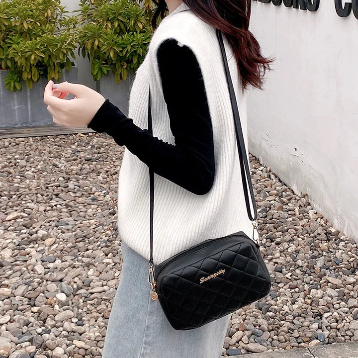 Women's Quilted PU Leather Crossbody Bag