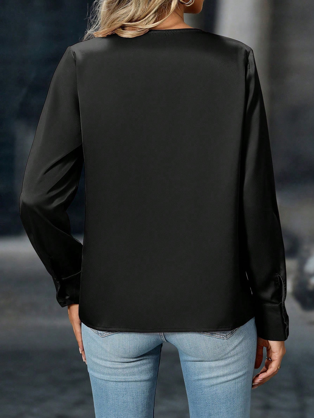 Women's Elegant Satin Round Neck Blouse
