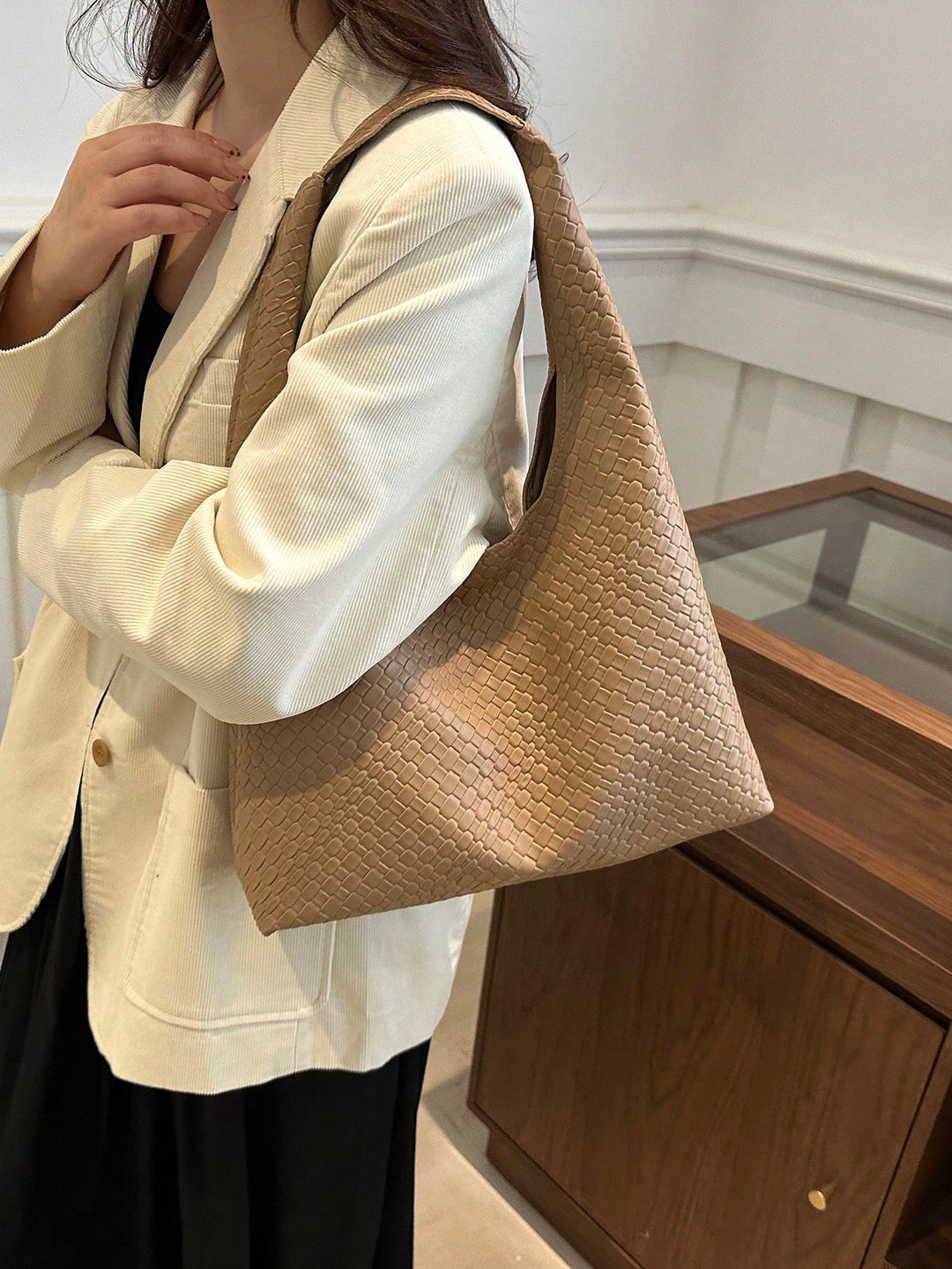 Crescent Shoulder Bag in PU Leather