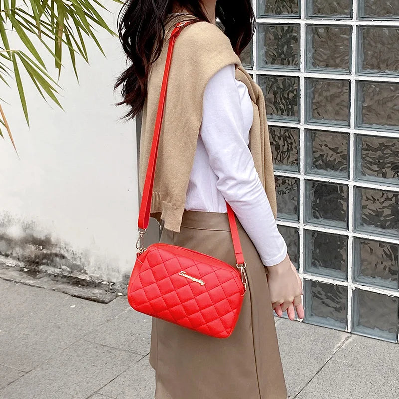 Women's Quilted PU Leather Crossbody Bag