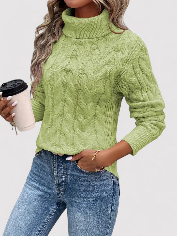 12*sweat* NuMode | Cable Knit Women's Turtleneck Sweater