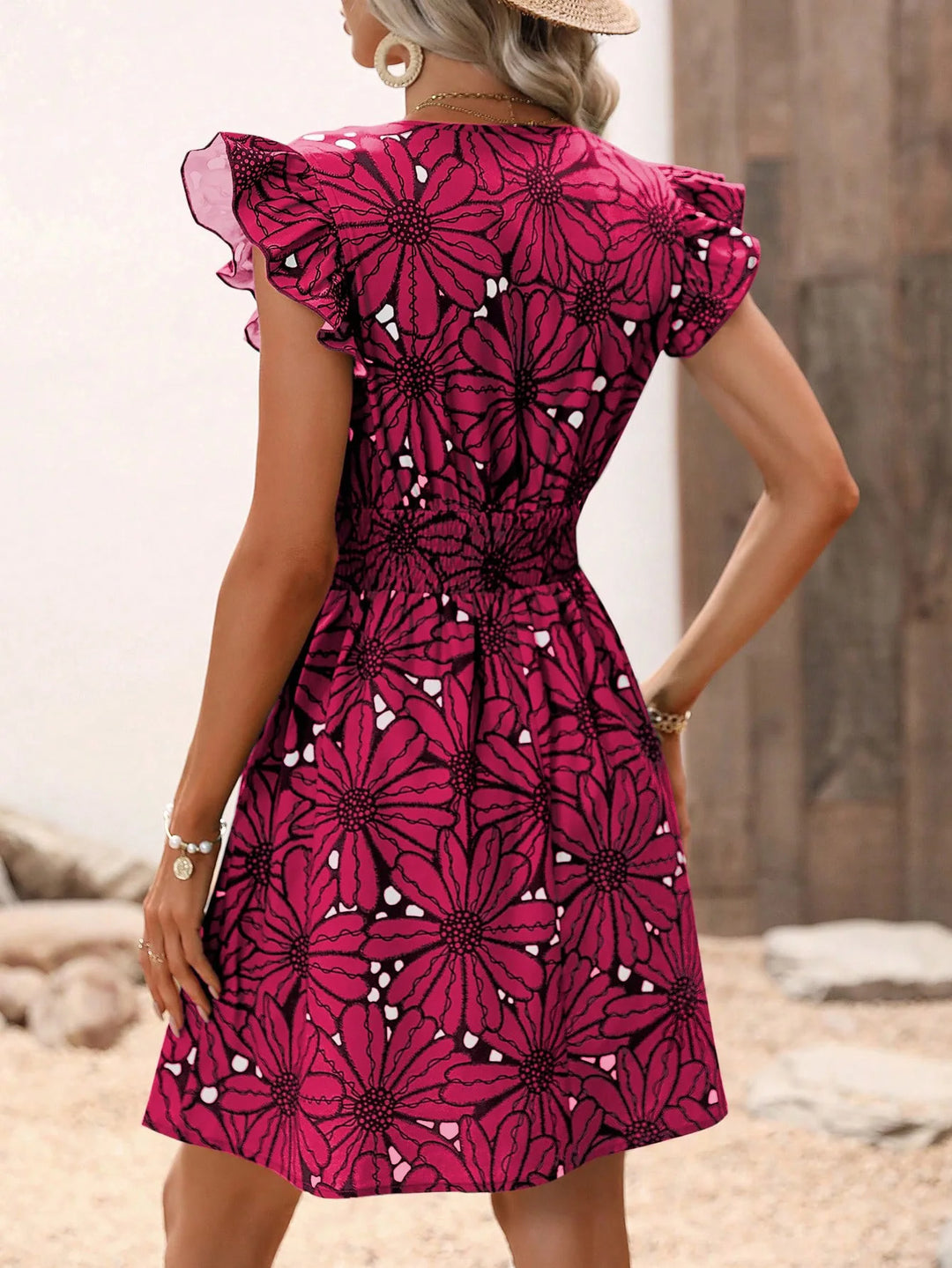 Women's Floral V-Neck Mini Dress