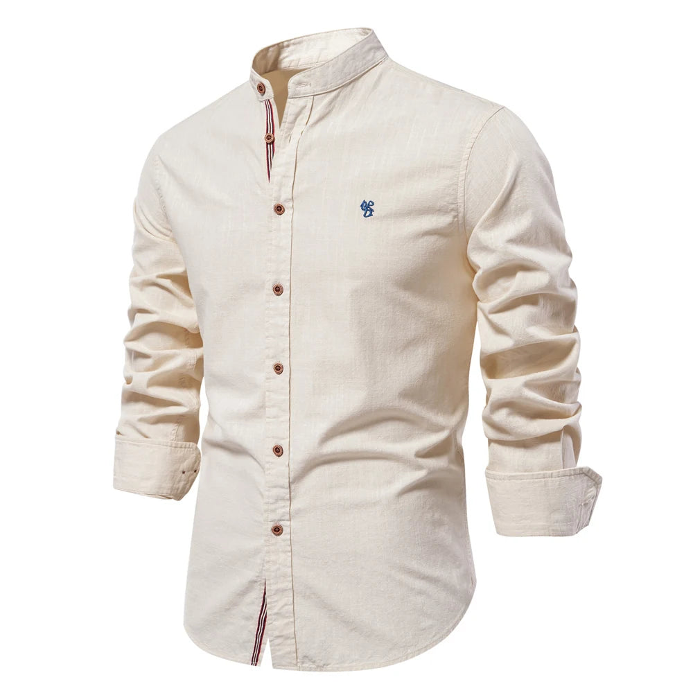 Men's Stand Collar Cotton Shirt
