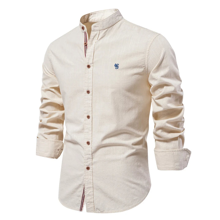 Men's Stand Collar Cotton Shirt
