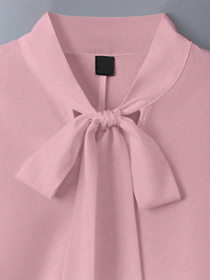 Women's Plain Tie Neck Blouse