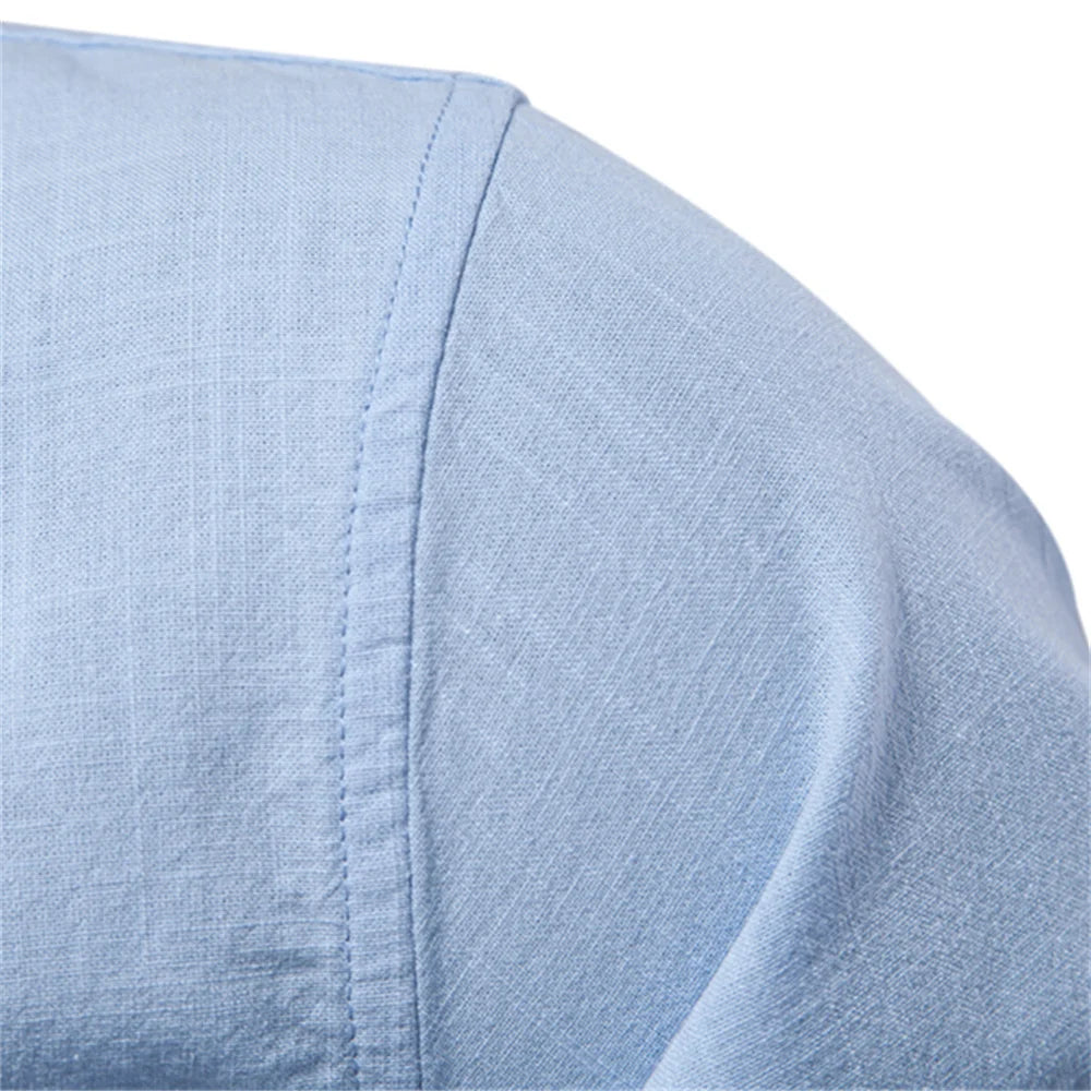 Men's Stand Collar Cotton Shirt