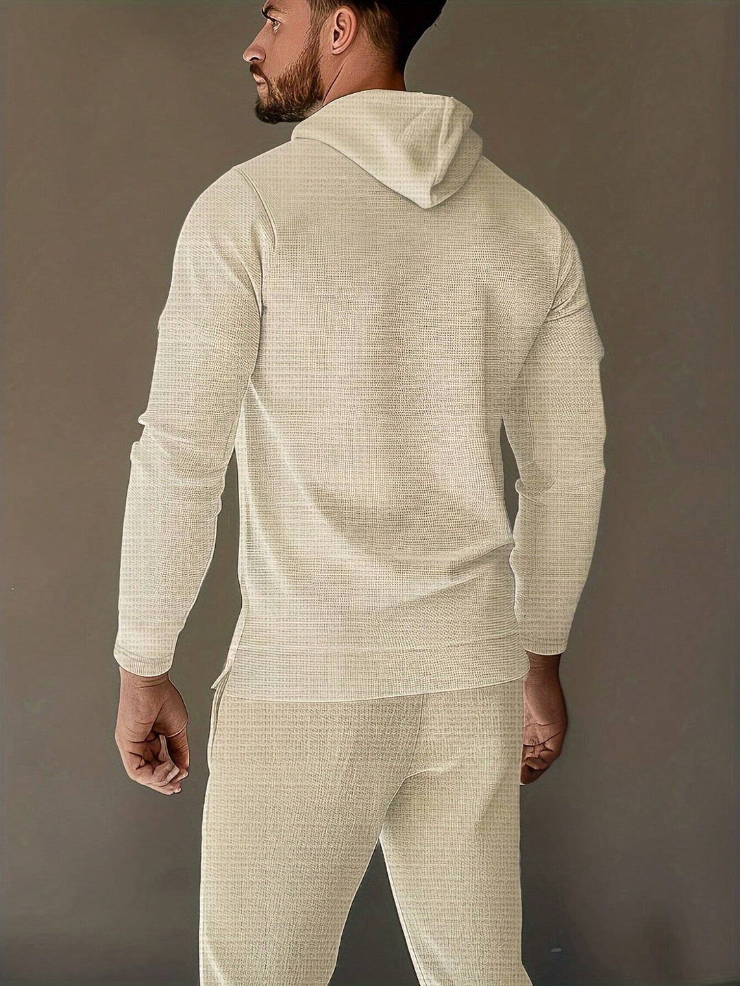 Men's Check Pattern Hooded Tracksuit Set