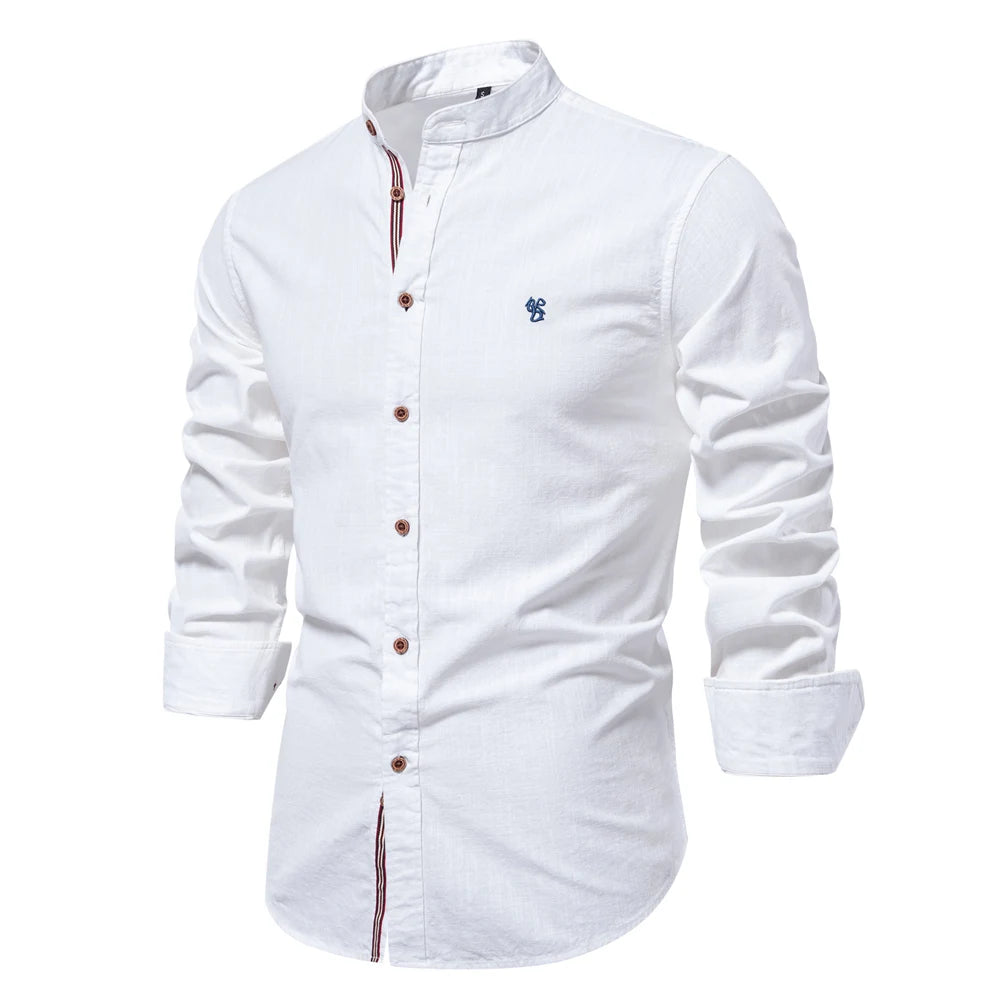 Men's Stand Collar Cotton Shirt