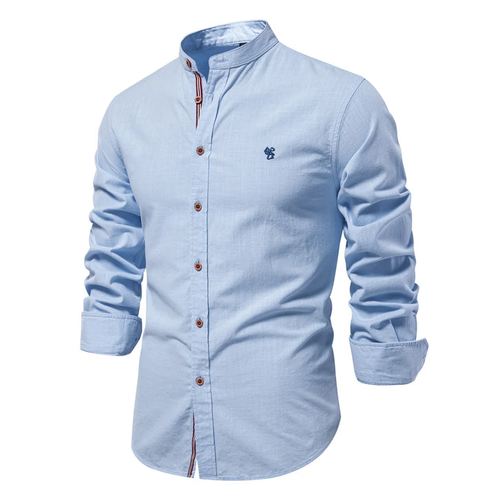 Men's Stand Collar Cotton Shirt