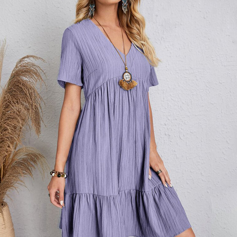 Women's Textured Ruffle Hem Mini Dress
