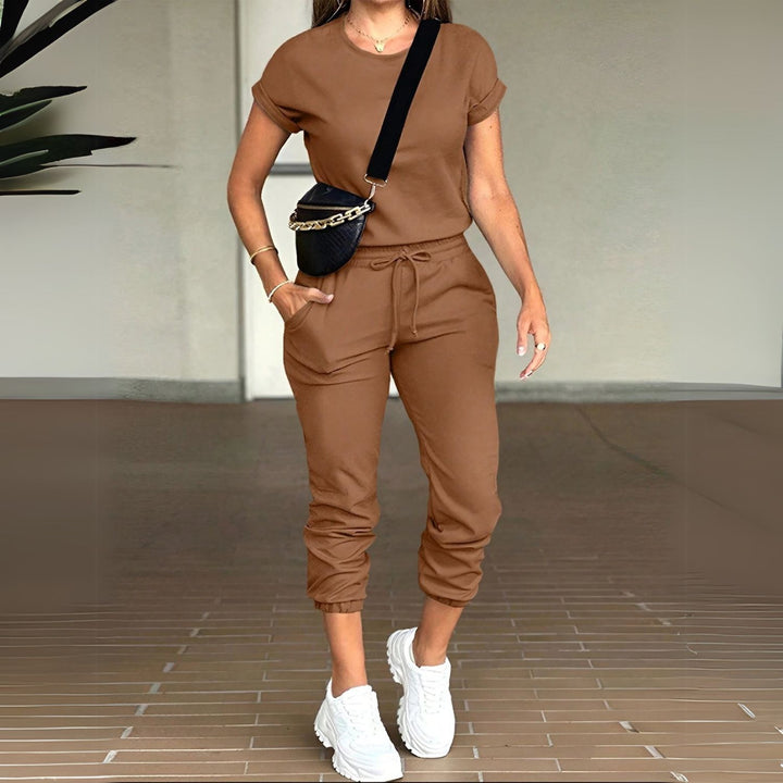 Women's Sleeve Top & Drawstring Cropped Trouser Set