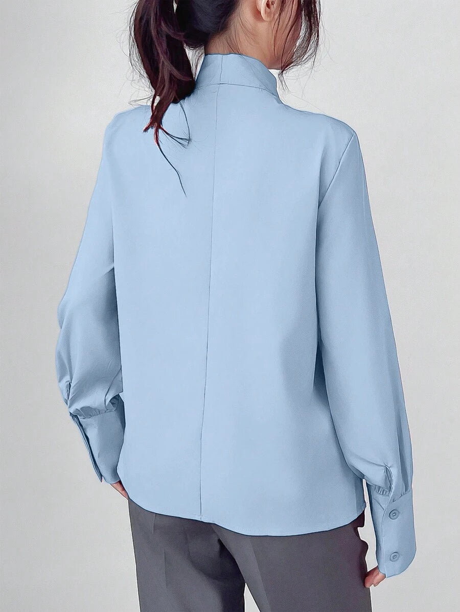Women's Plain Tie Neck Blouse