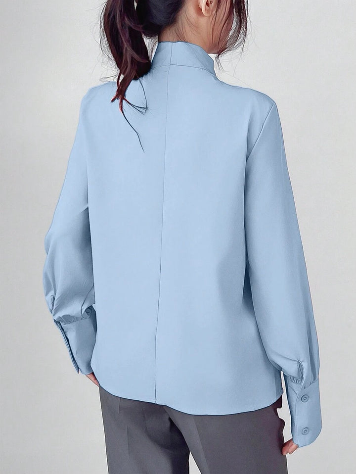 Women's Plain Tie Neck Blouse