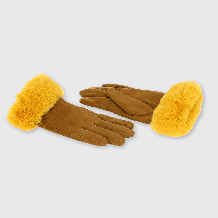 Gloves with Faux Fur Edge