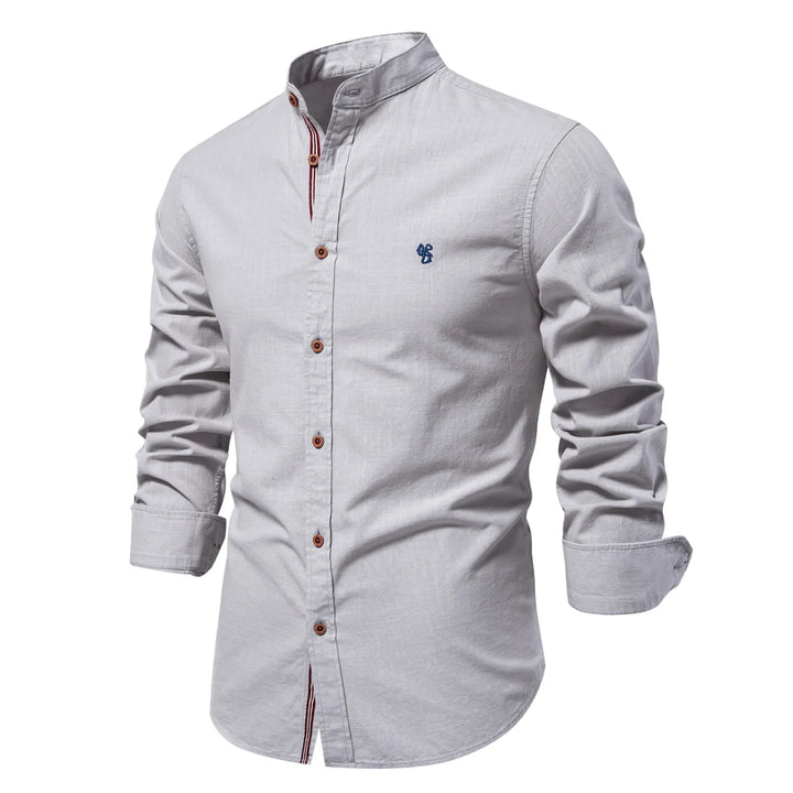 Men's Stand Collar Cotton Shirt