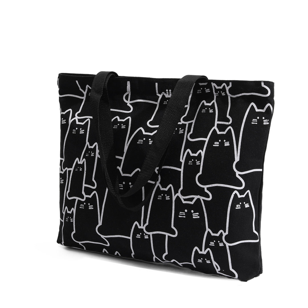 Women's Cartoon Cat Canvas Tote Bag