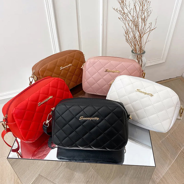 Women's Quilted PU Leather Crossbody Bag