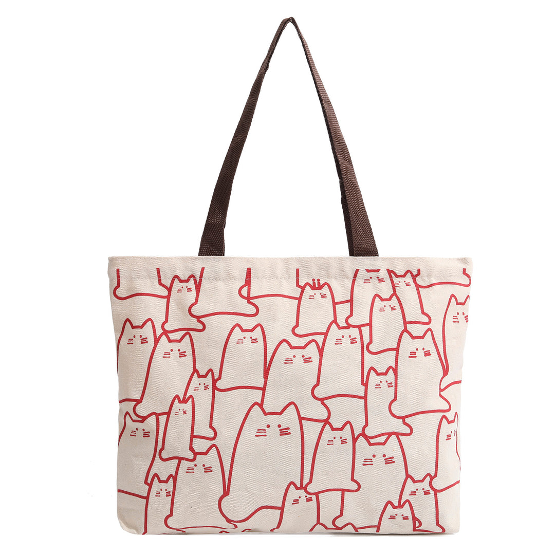 Women's Cartoon Cat Canvas Tote Bag