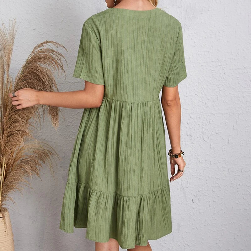 Women's Textured Ruffle Hem Mini Dress