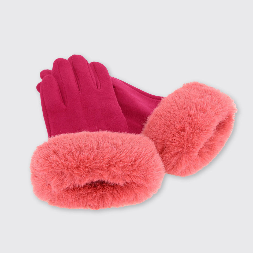 Gloves with Faux Fur Edge