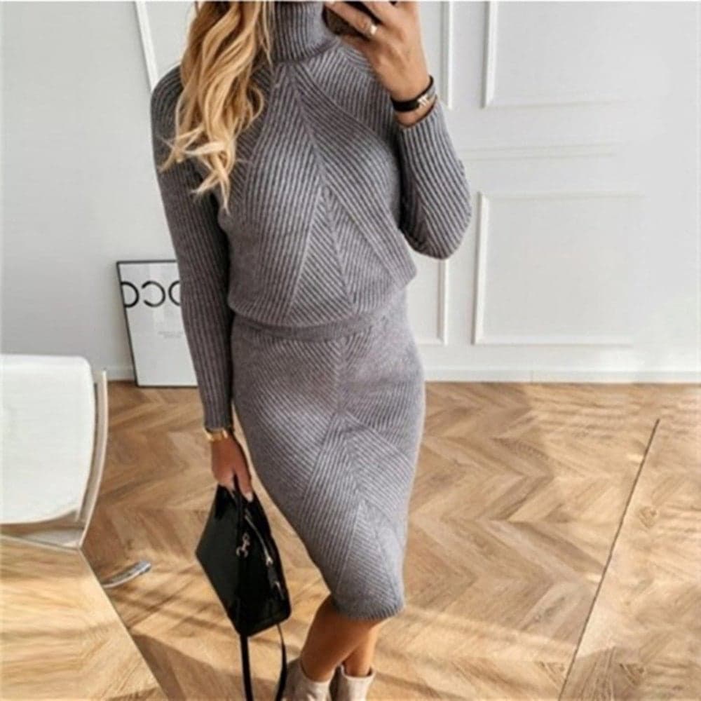 NuMode |  Women’s High Neck Knit Midi Dress