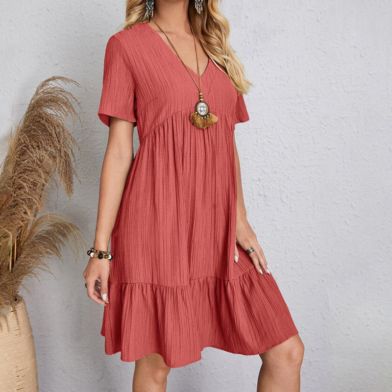Women's Textured Ruffle Hem Mini Dress