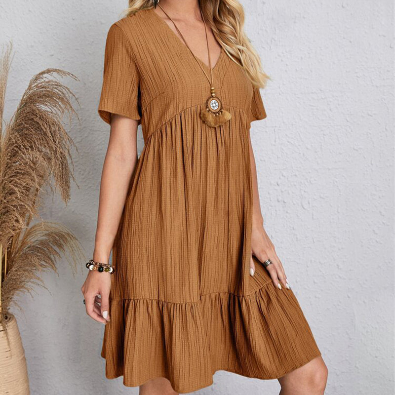 Women's Textured Ruffle Hem Mini Dress