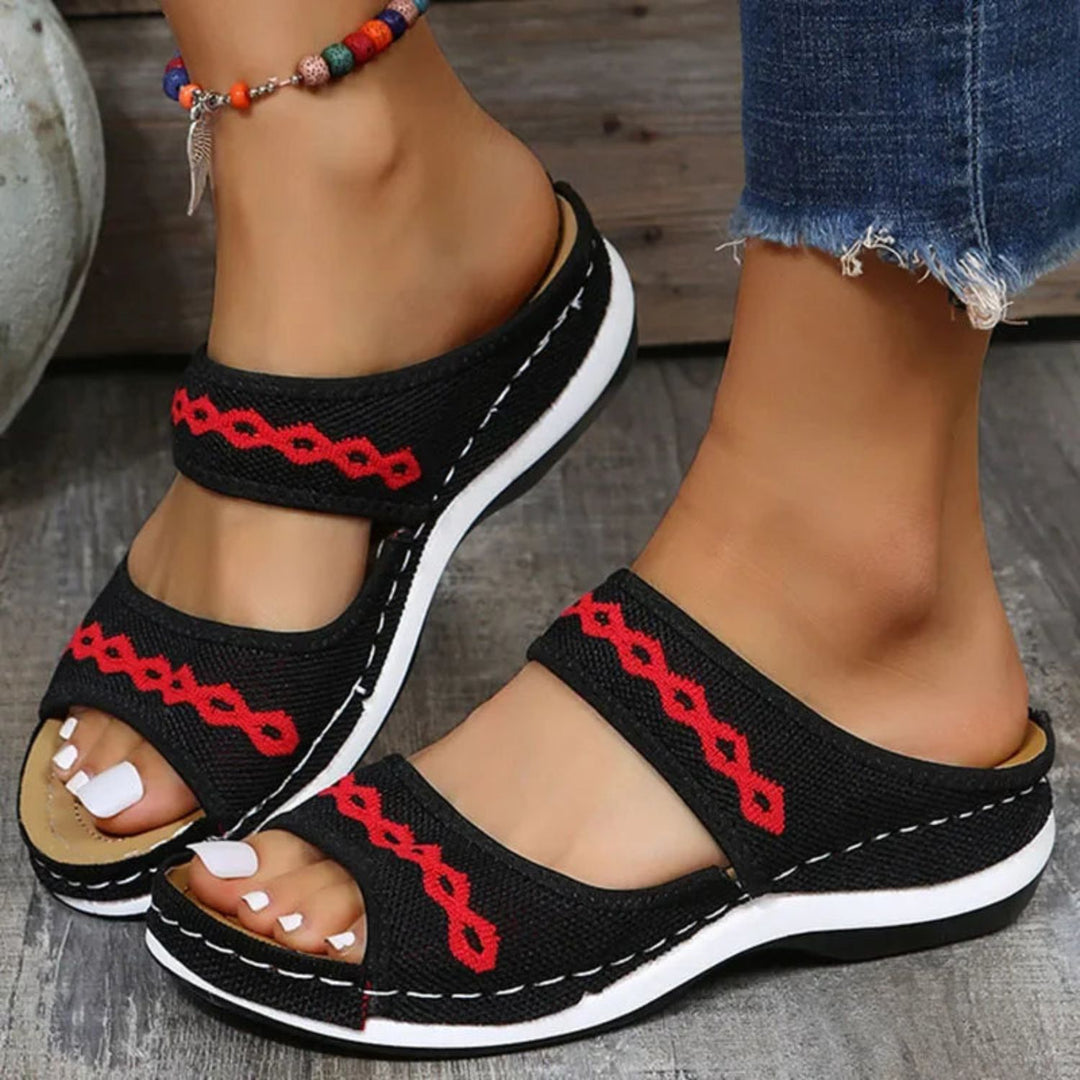 Women's Embroidered Thick Sole Sandals