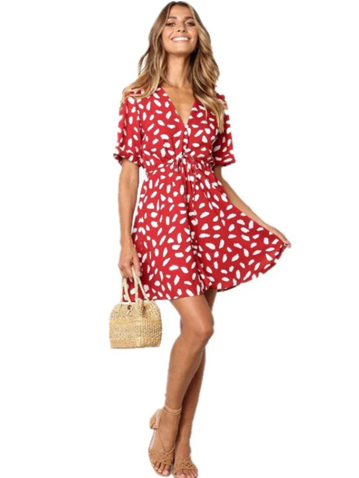  Women's Abstract Dot Print Mini Dress