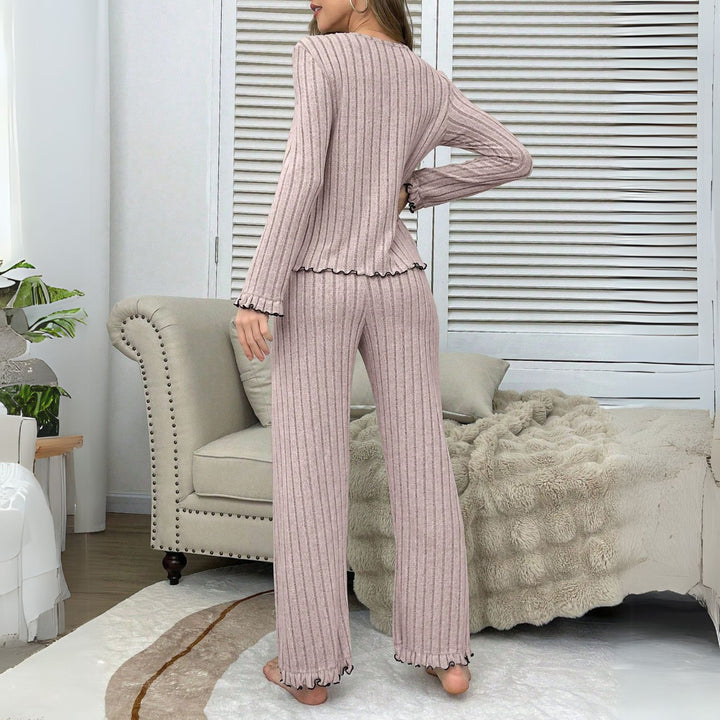 Women's Rib Pyjama Set with Bow Trim