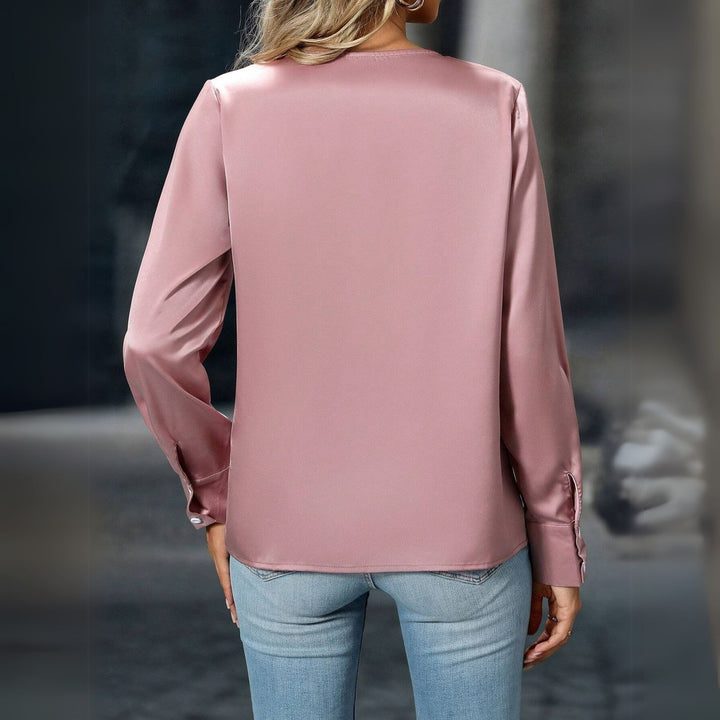 Women's Elegant Satin Round Neck Blouse