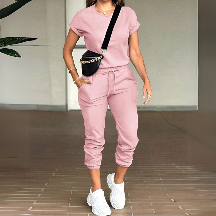 Women's Sleeve Top & Drawstring Cropped Trouser Set