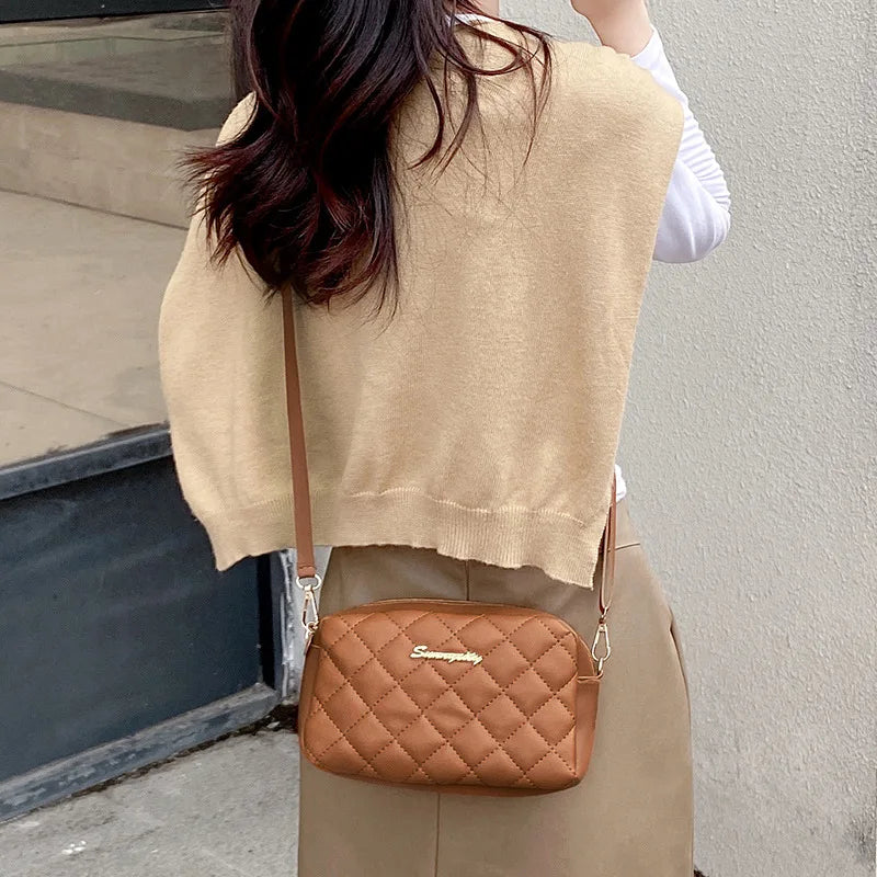 Women's Quilted PU Leather Crossbody Bag