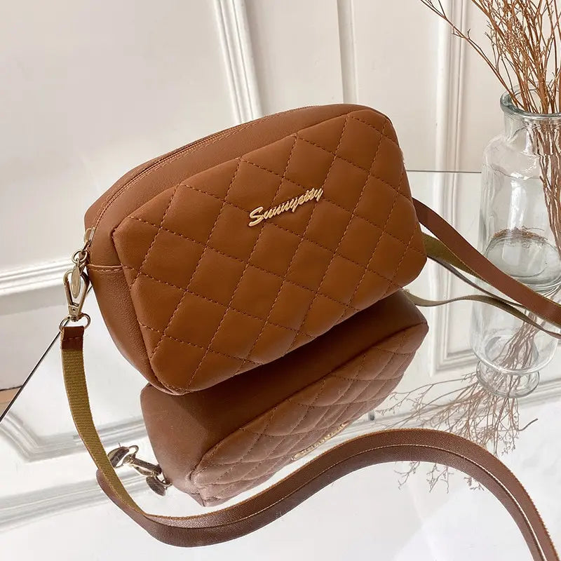 Women's Quilted PU Leather Crossbody Bag