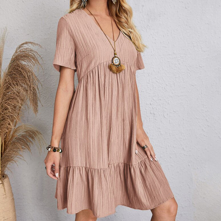 Women's Textured Ruffle Hem Mini Dress