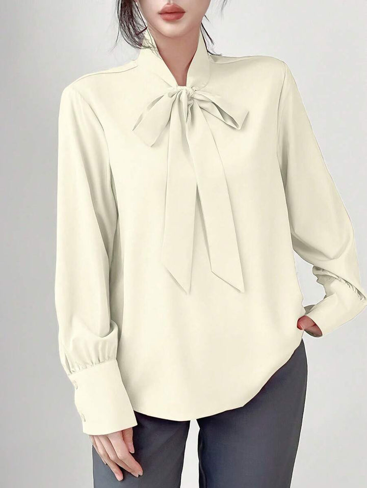 Women's Plain Tie Neck Blouse