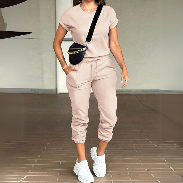 Women's Sleeve Top & Drawstring Cropped Trouser Set